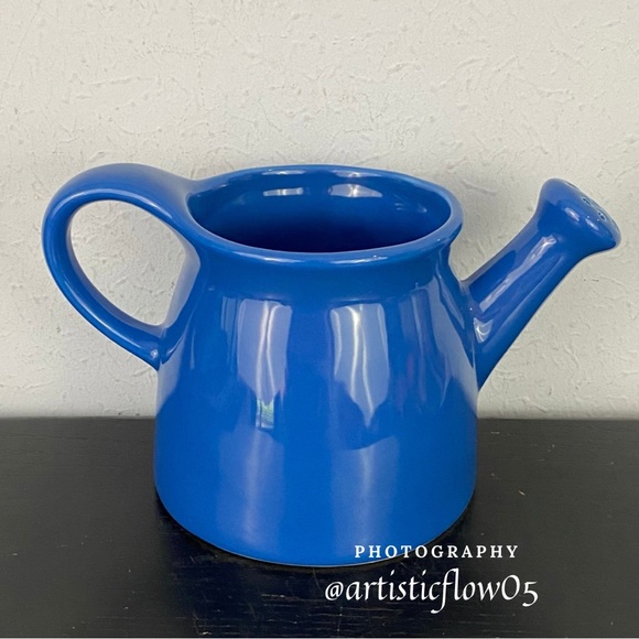 NEW! Rae Dunn Let Freedom Rain Blue Ceramic Watering Can - Picture 3 of 6